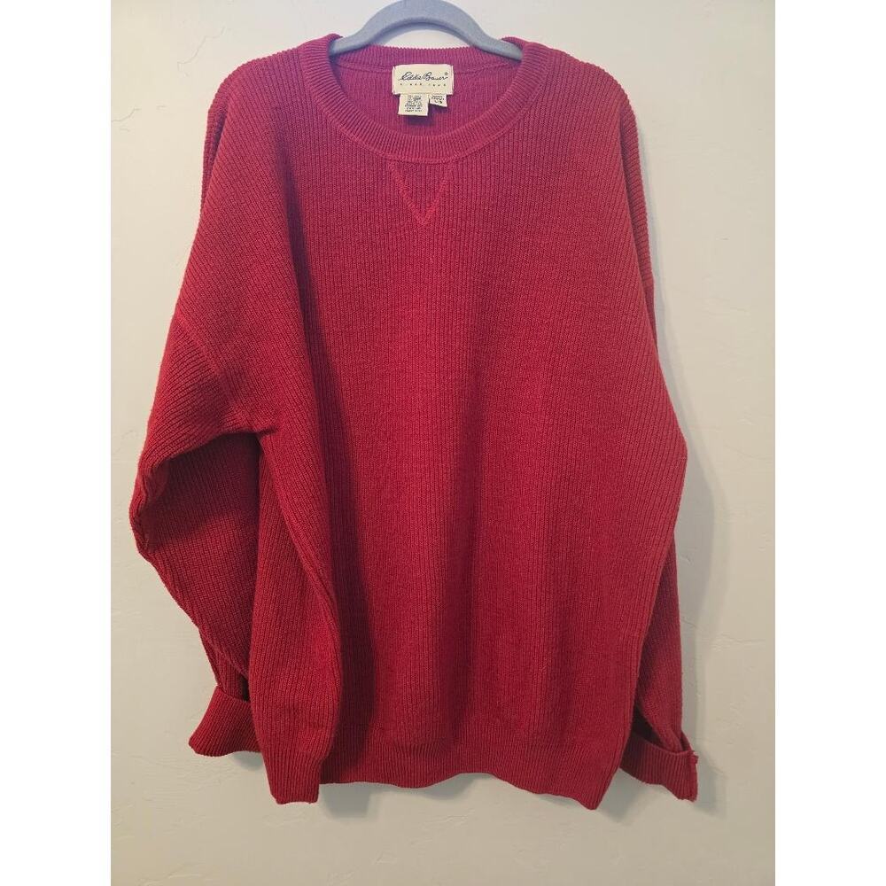 Vintage Eddie Bauer Red Cotton Sweater Men’s L Made USA